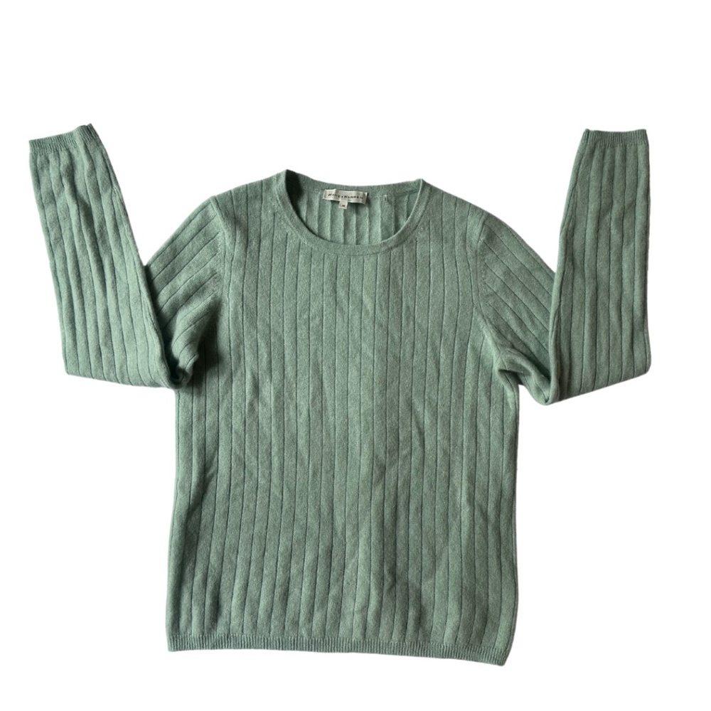 White and Warren 100% Cashmere Sweater Medium Color Light Bluish Green